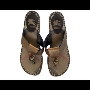 Burberry Bronze Wedge Sandals / Size 8